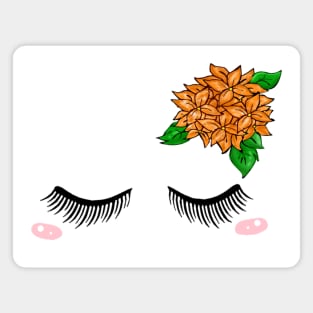 Cute Close Eyelash with flowers Magnet